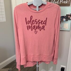 Blessed Mama Pink Long Sleeve Tee